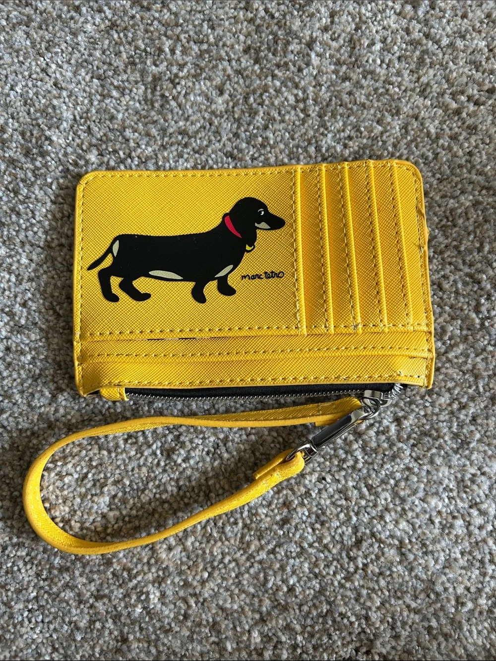Yellow Dachshund Wristlet Card Holder by Marc Tetro - Picture 1 of 6